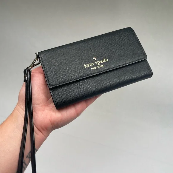 Kate Spade New York Cedar Street Leather Tri-Fold Wallet Wristlet – Phone Case - Picture 11 of 14